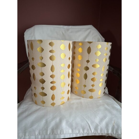 2 Transitional Drum (Cylinder) Shaped Spider Construction Lamp Shades in Beige, - Picture 1 of 2